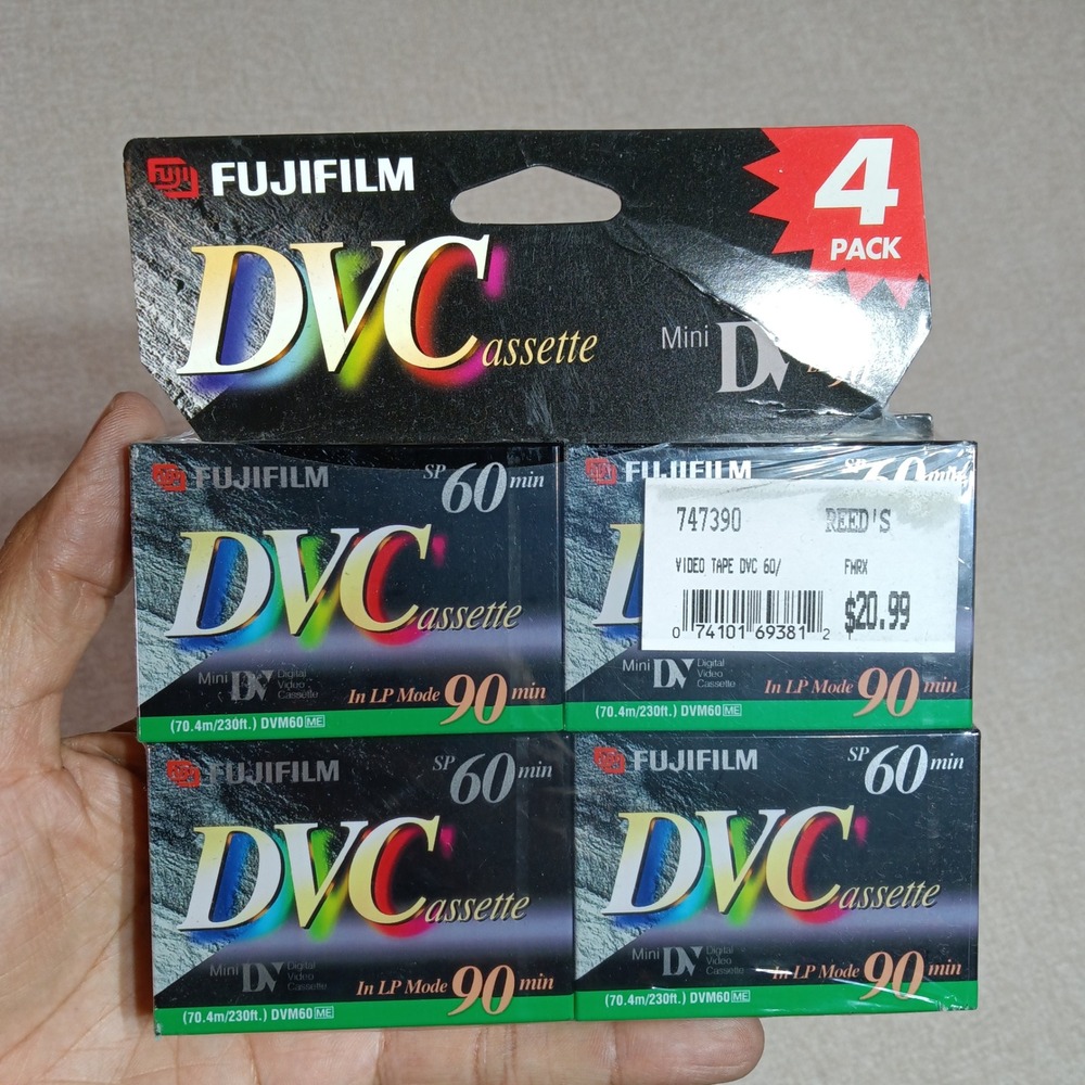 Fujifilm Mini DV Digital Video Cassette 4 Pack DVM60 ME 60/90 Min Sealed Tapes